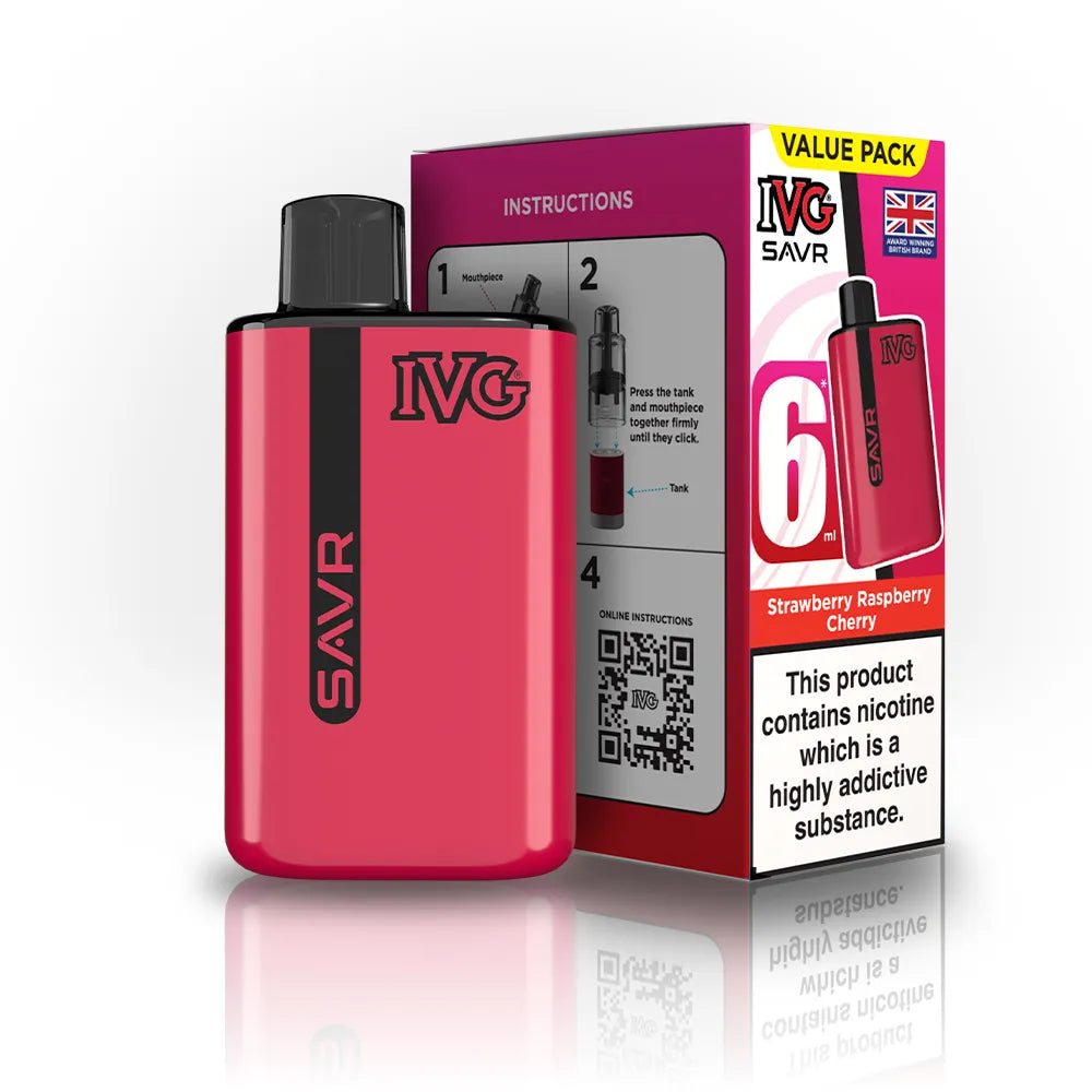 IVG SAVR Starter Vape Kit-650mAh battery, 6ml E-liquid, Multiple Nicotine 30 Flavors
