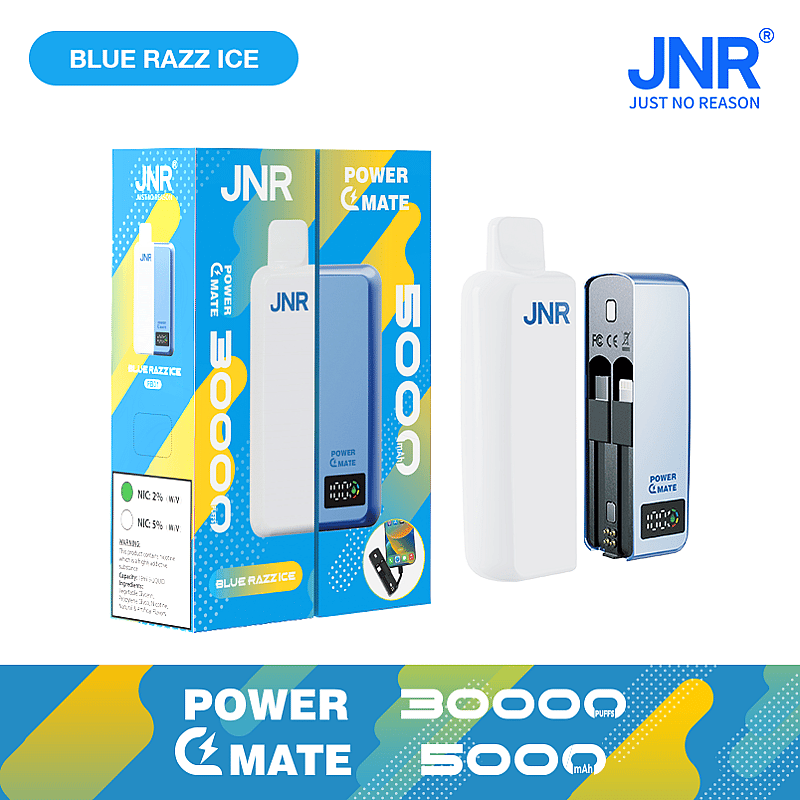 JNR Power Mate 30000 Puffs Smart Screen Disposable Vape & Power Bank – Dual Functionality Redefined-5000mAh Battery, 19ml E-liquid, Multiple Nicotine 10 Flavors
