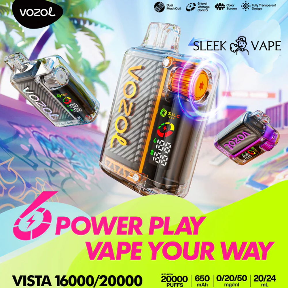 Vozol Vista 20K Puffs Disposable Vape | Dual Mesh with LED Digital Screen 20mL e-liquid 650mAh battery 17 unique flavors